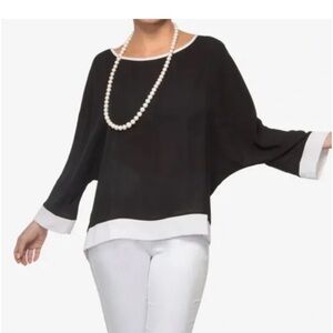 Gretchen Scott Georgette Black & White Box Top XS / S